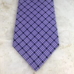 MARC ANTHONY ALL SILK PURPLE PLAID NECKTIE